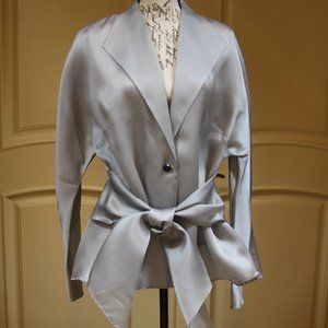 100% Silk Silver Gray Evening Blouse